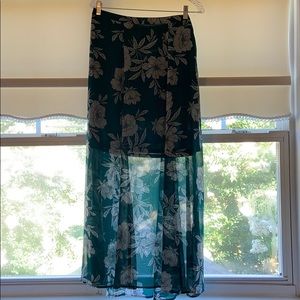 Loft floral midi skirt - sheer overlay